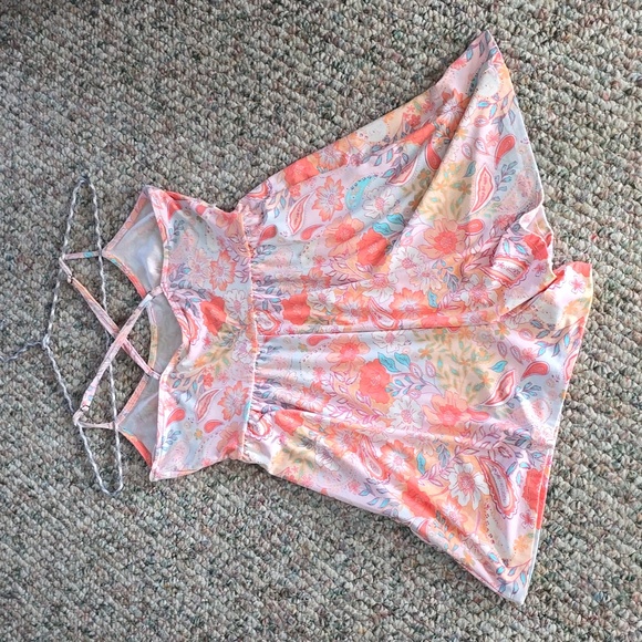 SO BRAND WOMEN'S JUNIOR SCOOPNECK "SKATER" PINK FLORAL ROMPER SIZE SMALL - Picture 6 of 15